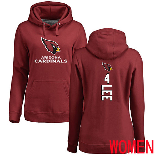 Arizona Cardinals Maroon Women Andy Lee Backer NFL Football #4 Pullover Hoodie Sweatshirts